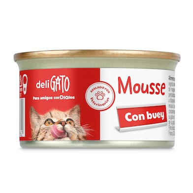 Mousse para gatos con buey Deligato Dia lata 85 g-0