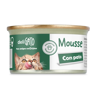 Mousse para gatos con pato Deligato Dia lata 85 g-0
