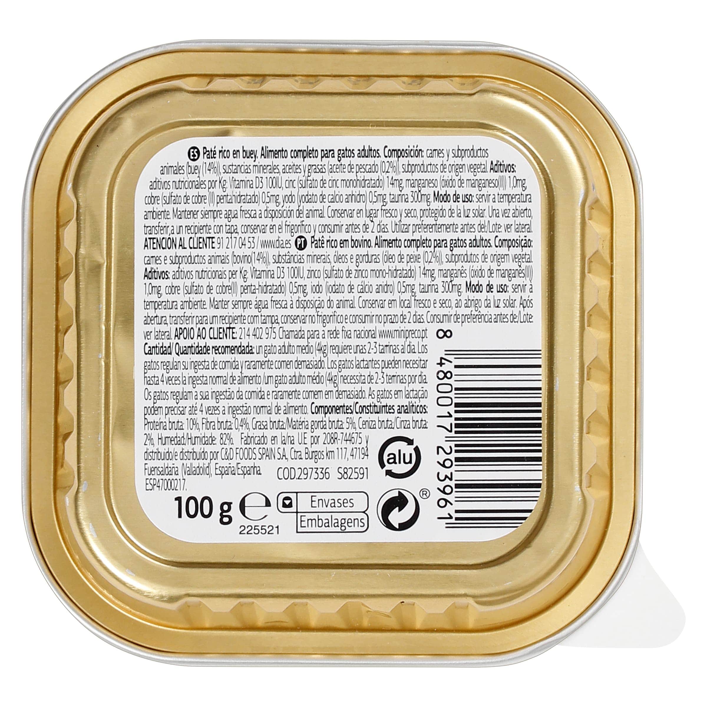 Paté para gato con buey Dia Deligato 100 g