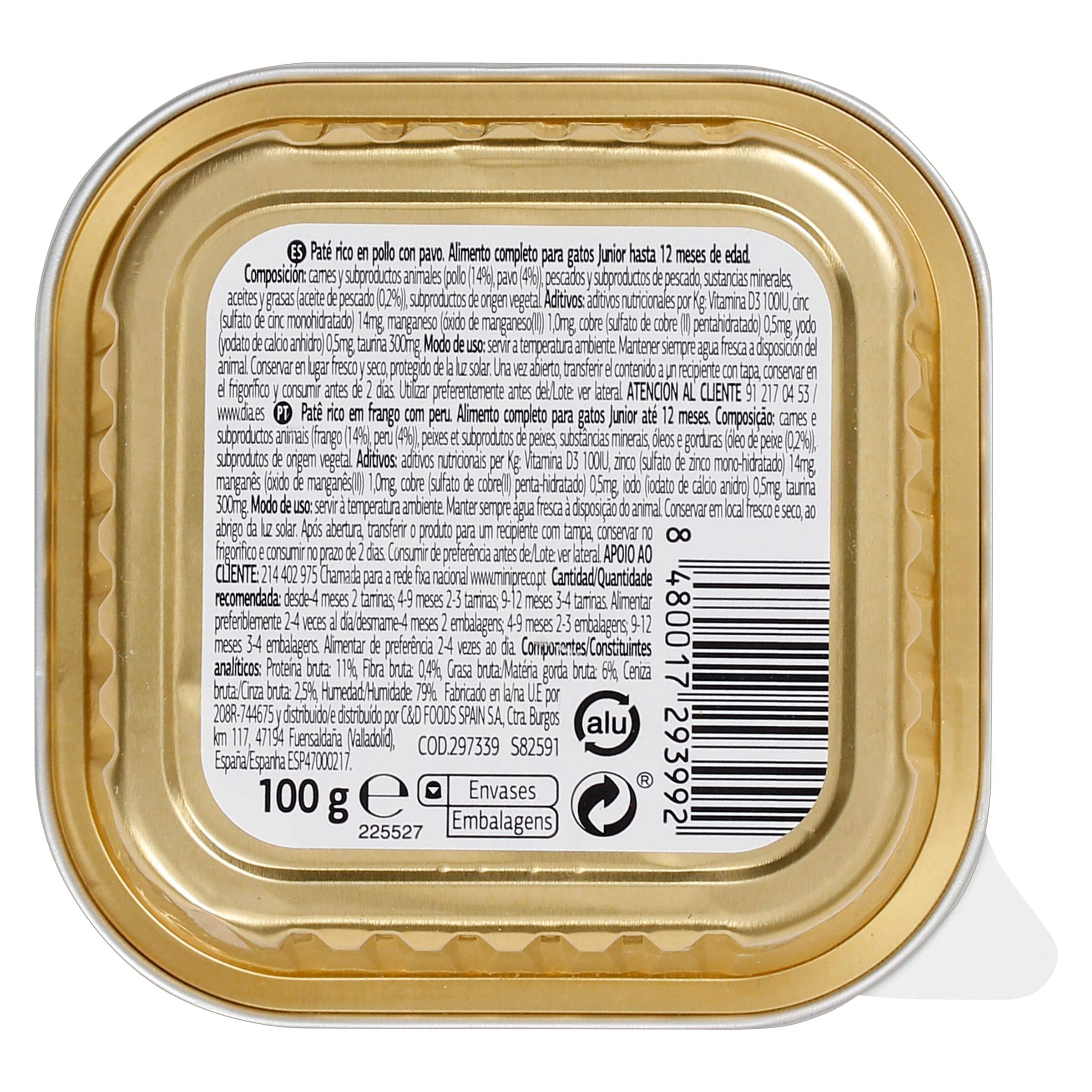 Paté para gato junior con pollo y pavo Dia Deligato 100 g