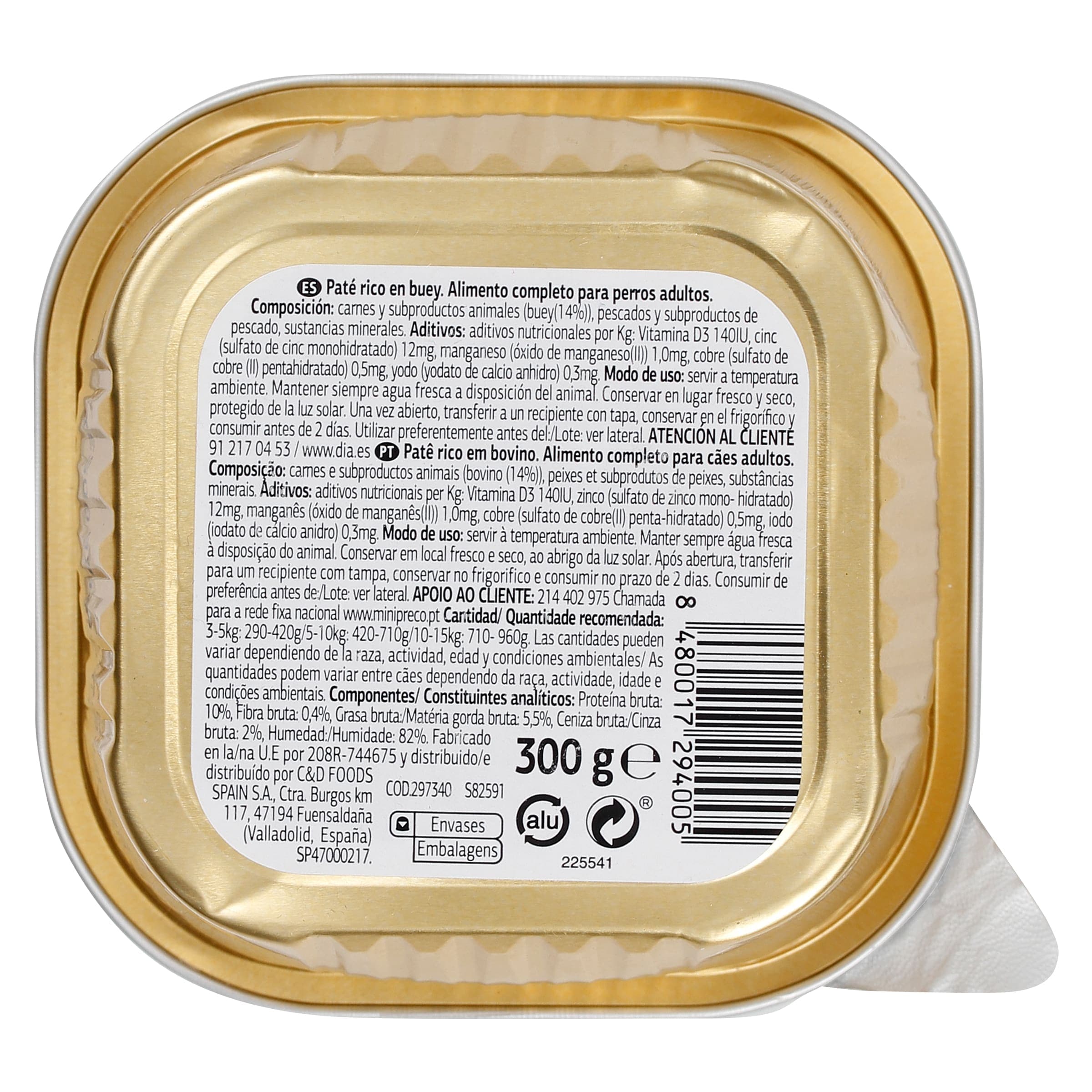 Paté para perro con ternera Dia Deliperro 300 g