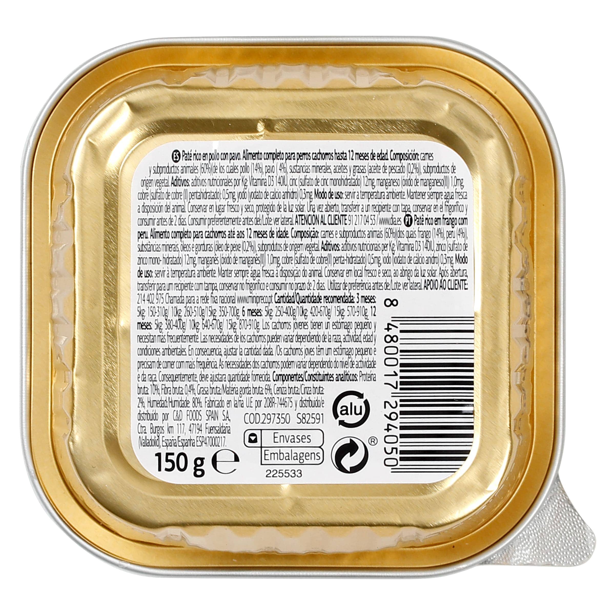 Paté para perros mini junior con pollo y pavo Dia Deliperro 150 g
