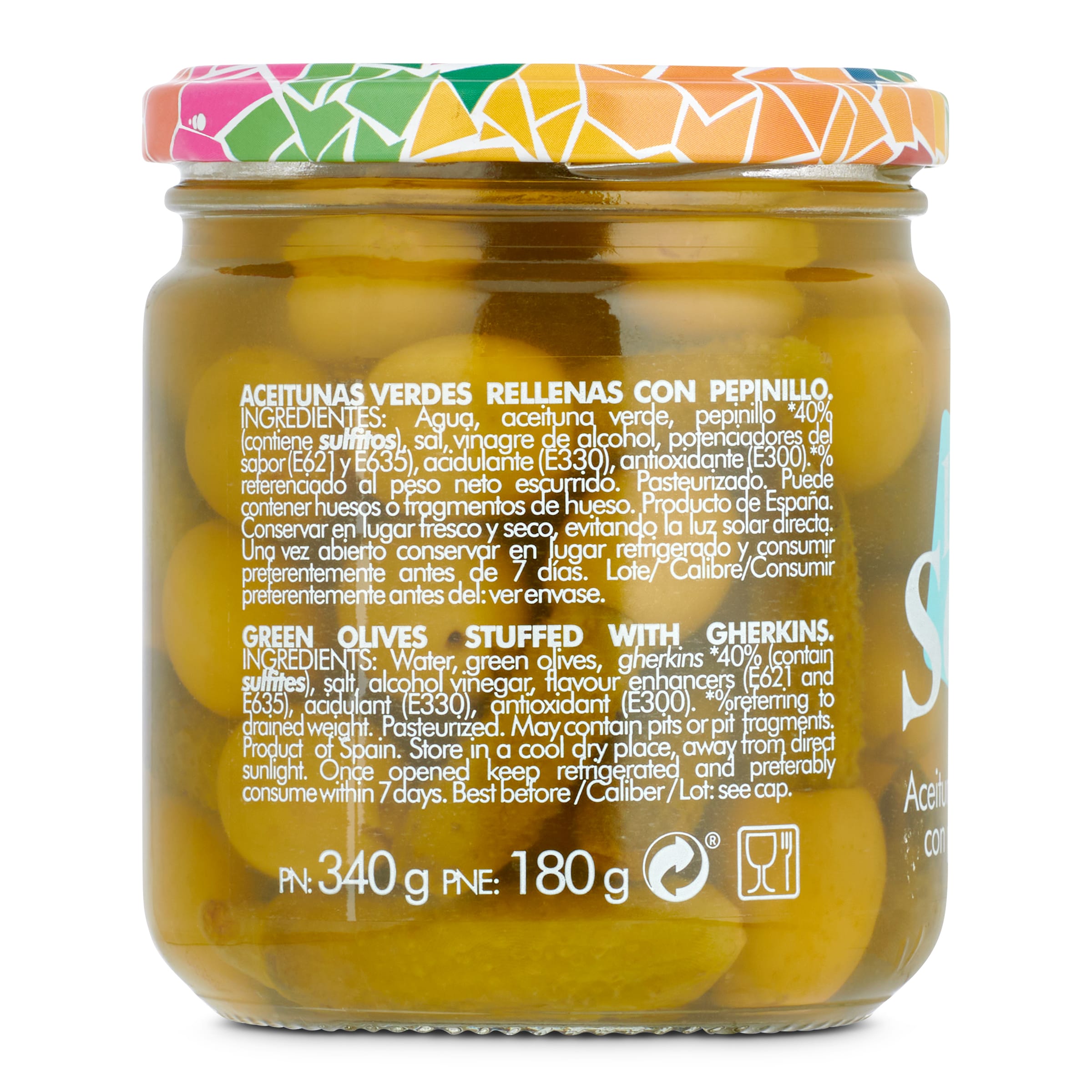 Aceitunas rellenas de pepinillos La Sota 180 g