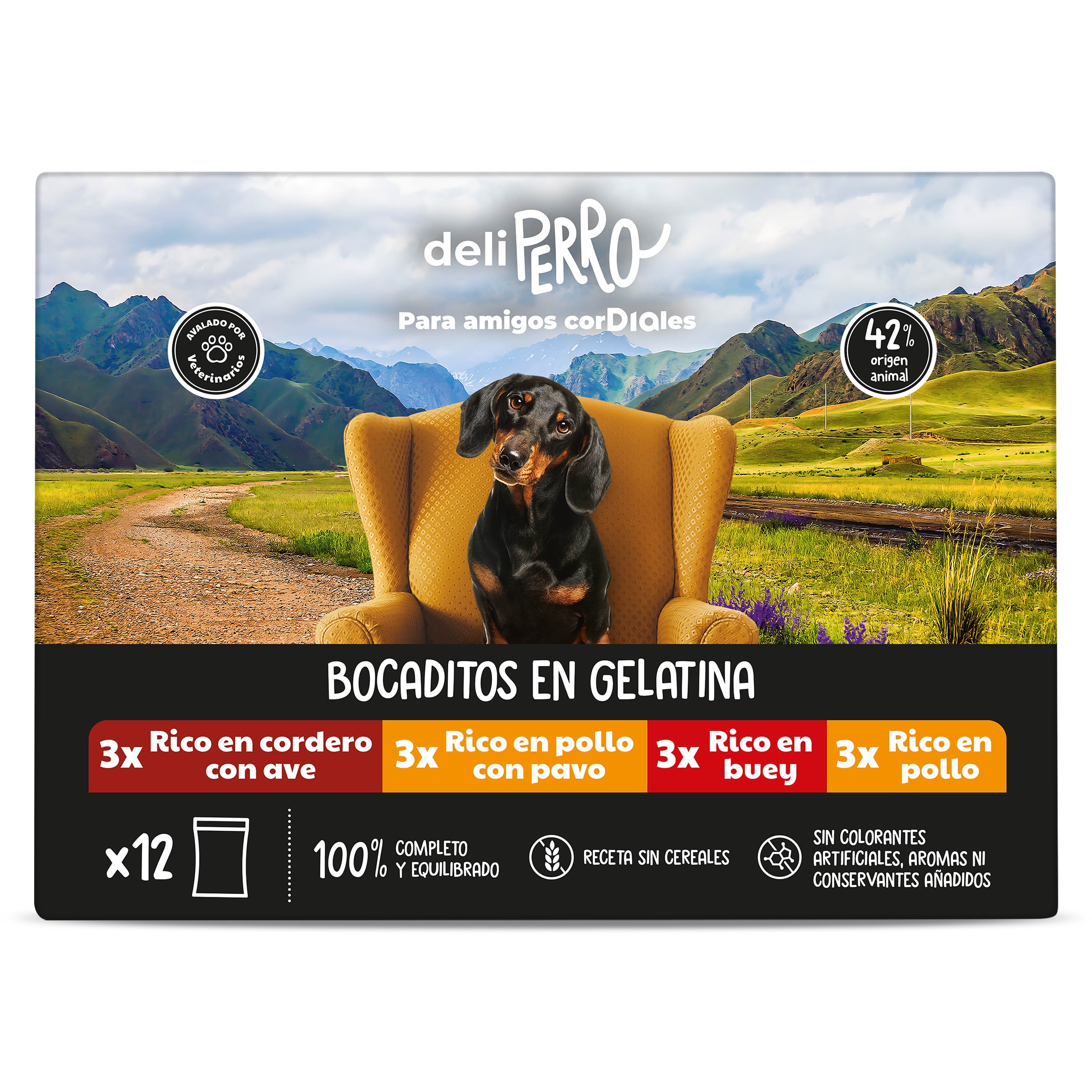Alimento para perros bocaditos en gelatina Dia Deliperro 12 x 100 g