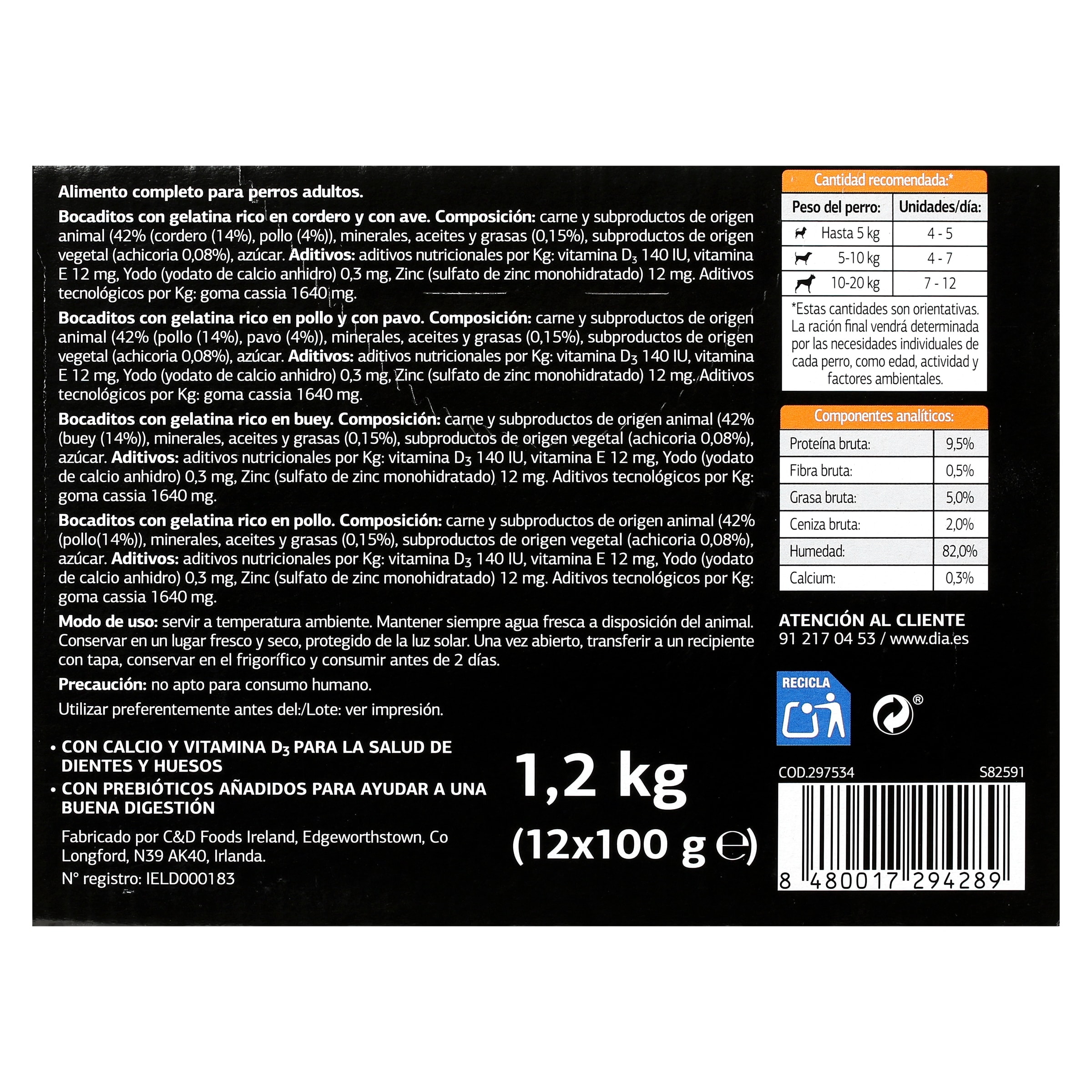 Alimento para perros bocaditos en gelatina Dia Deliperro 12 x 100 g