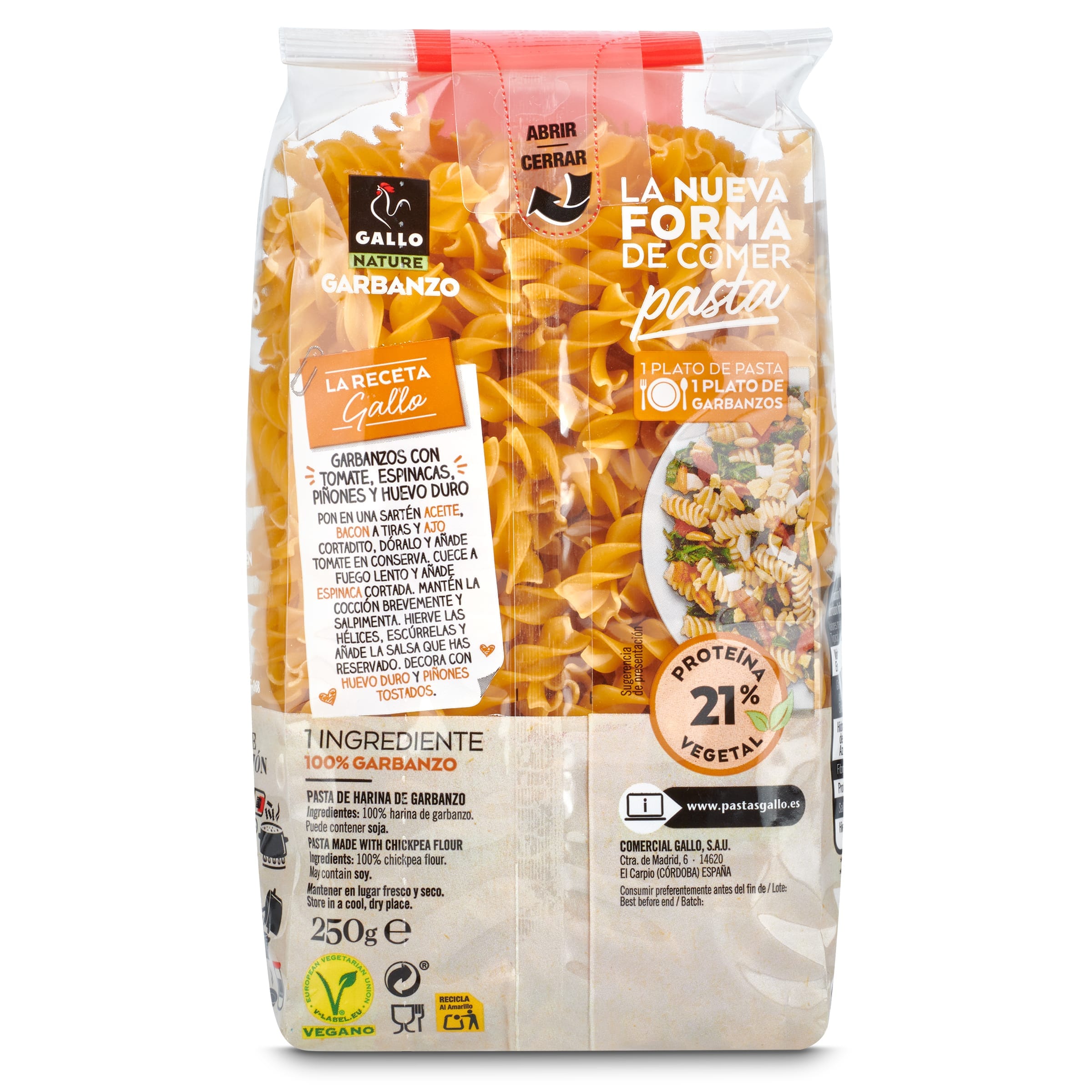 Hélices 100% de garbanzo Gallo 250 g