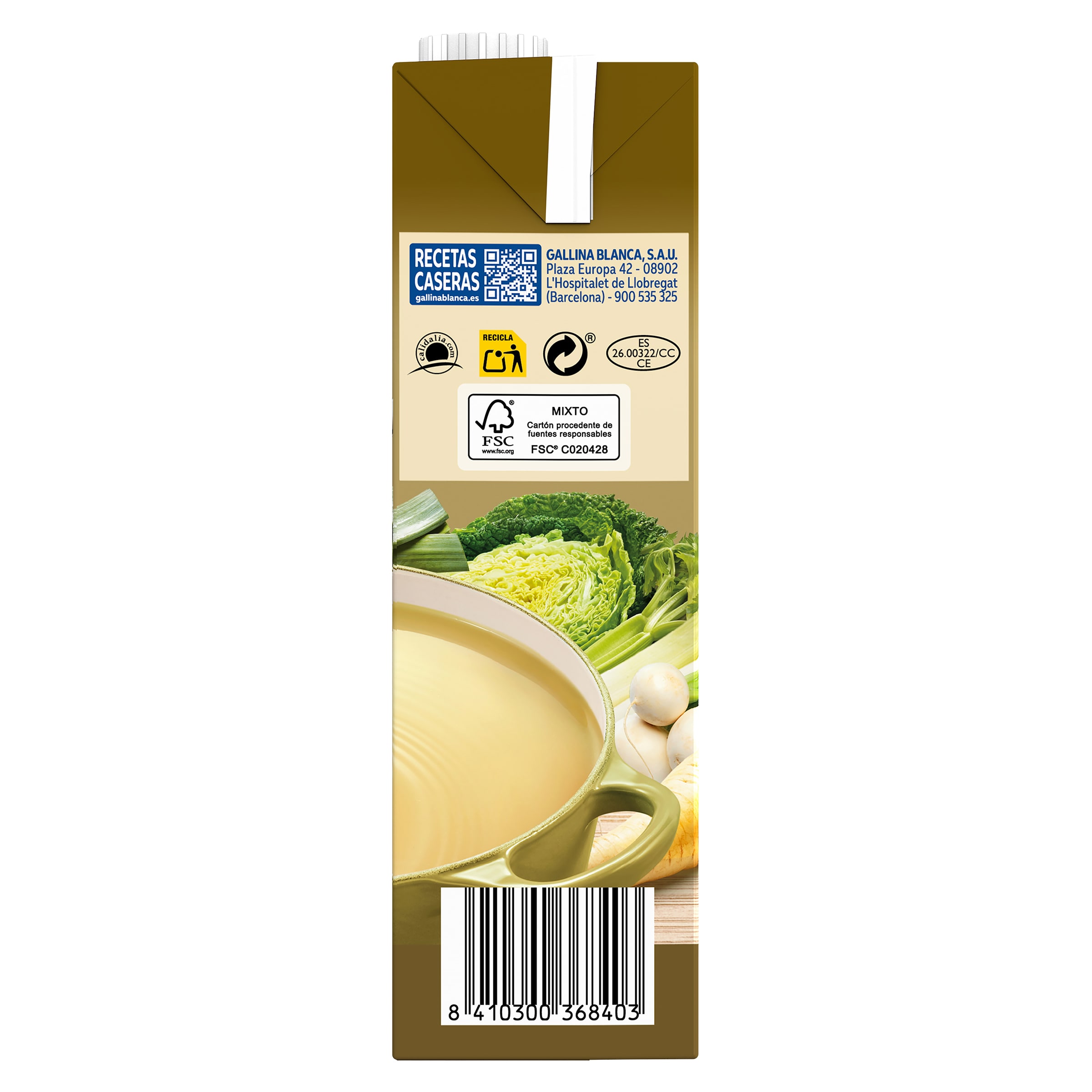Caldo de pollo y ocho verduras Gallina Blanca 1 L