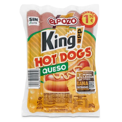 Salchichas hot dog con queso Elpozo King bolsa 275 g-0 Salchichas hot dog con queso Elpozo King bolsa 275 g-0