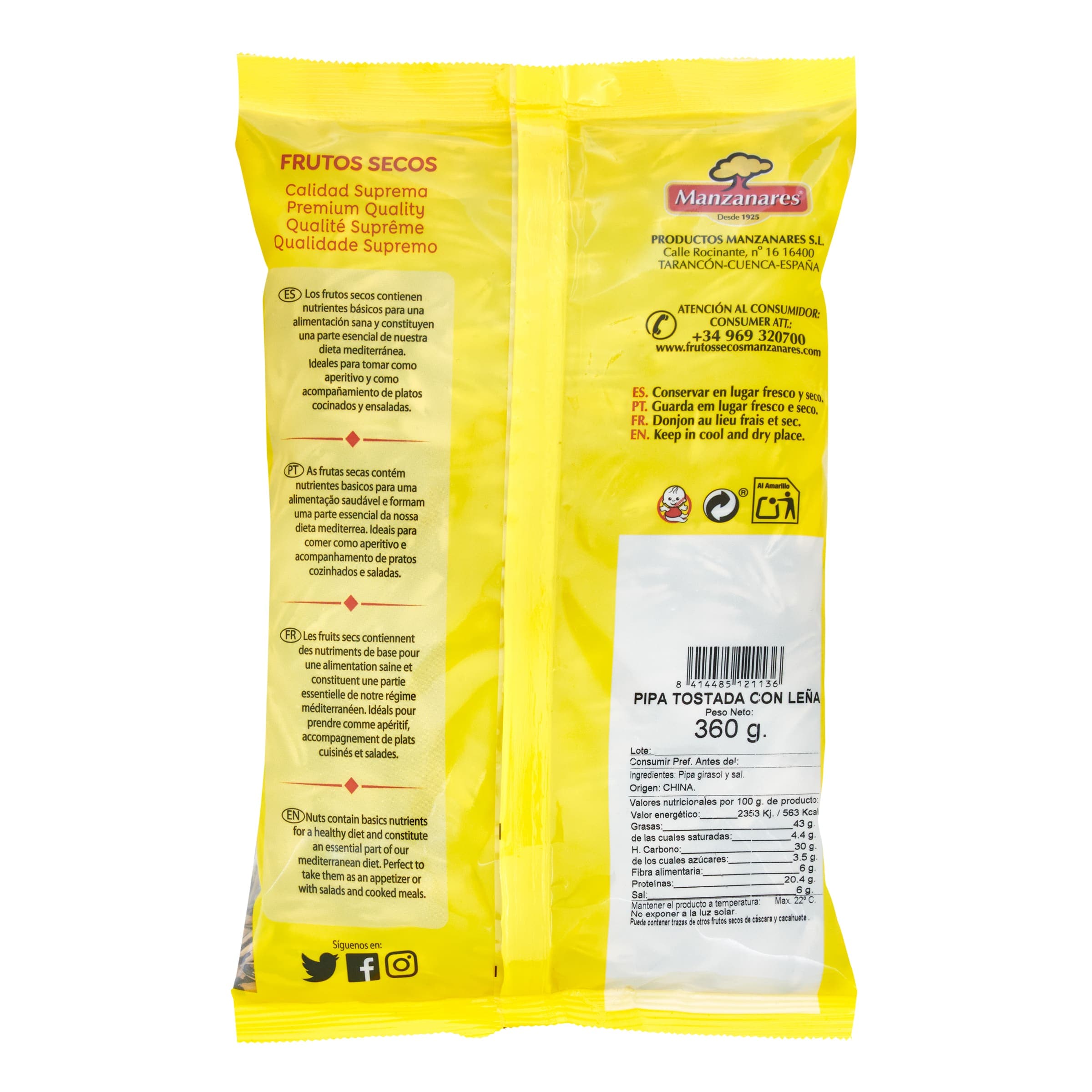 Pipas tostadas con leña Manzanares 360 g