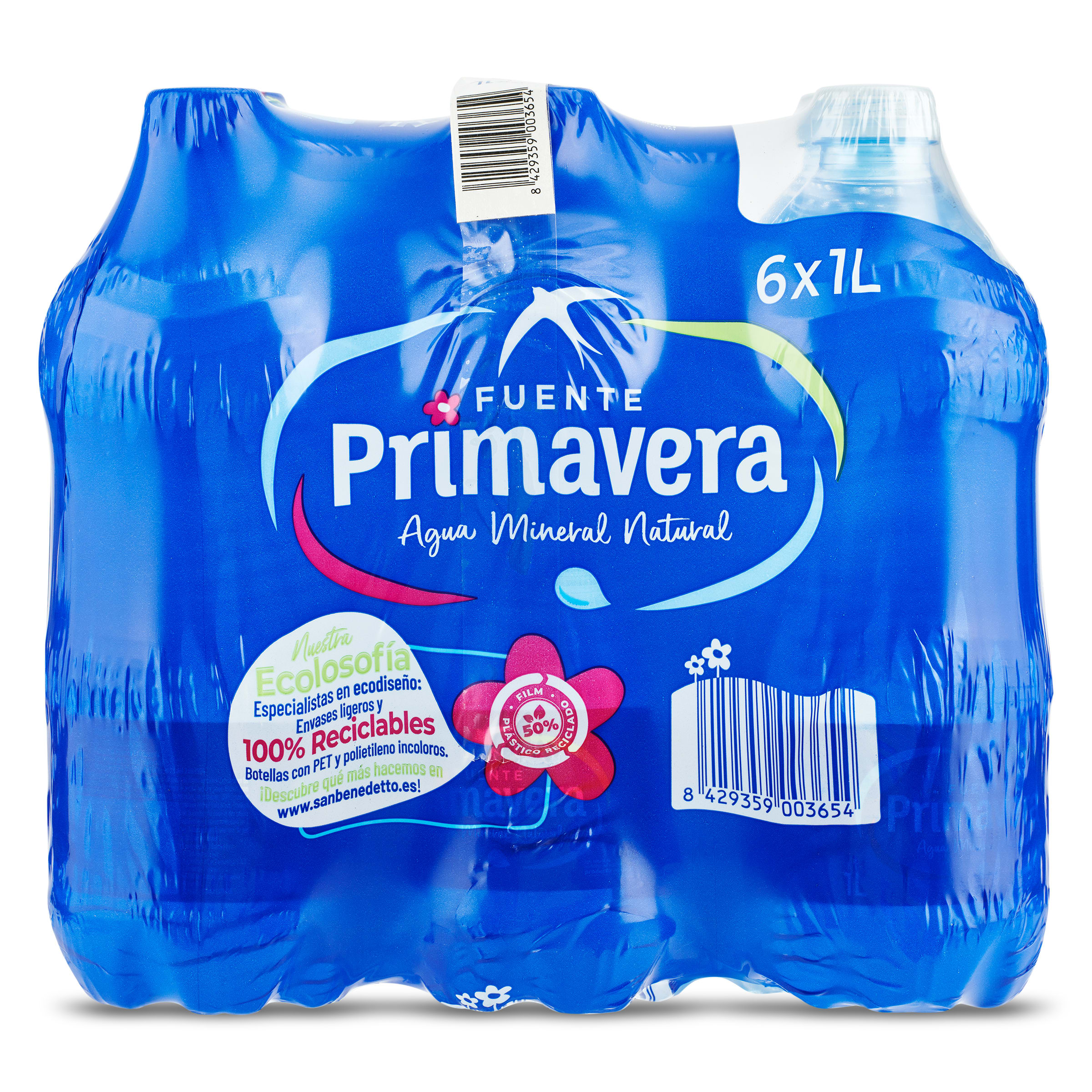 Agua mineral Fuente Primavera pack 6 x 1 L