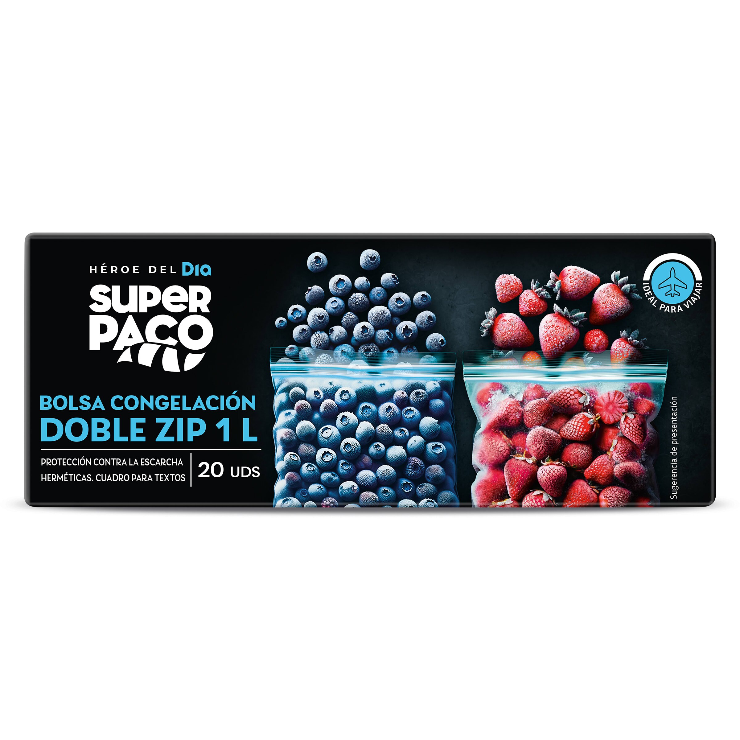 Bolsas de congelación doble zip litro Super Paco de Dia caja 20