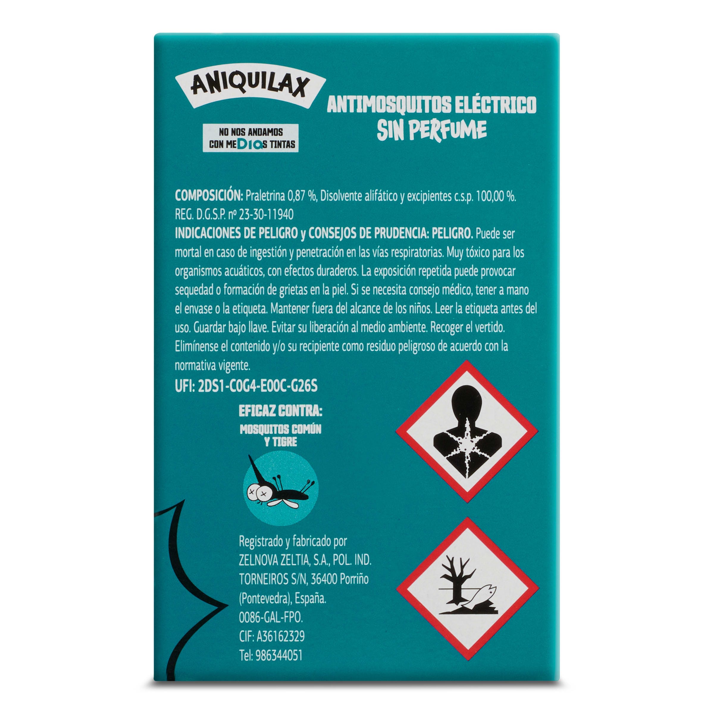 Insecticida eléctrico antimosquitos aparato y recambio Dia Aniquilax 1 unidad