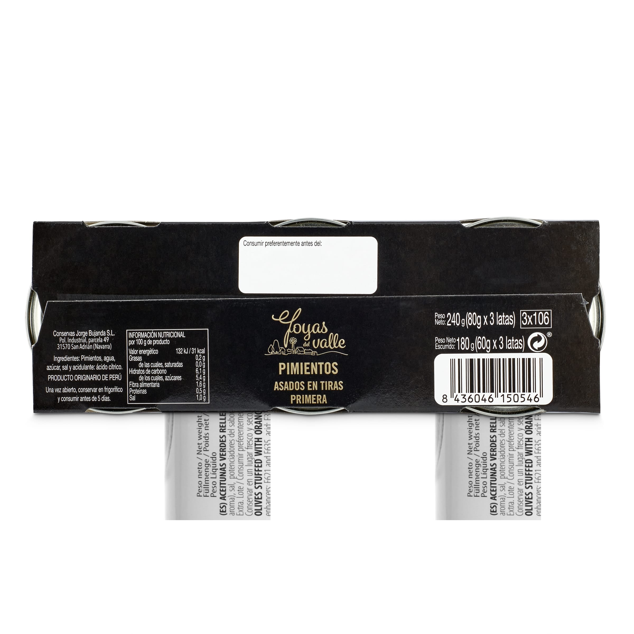 Pimientos rojos asados en tiras Joyas del valle 3 x 60 g