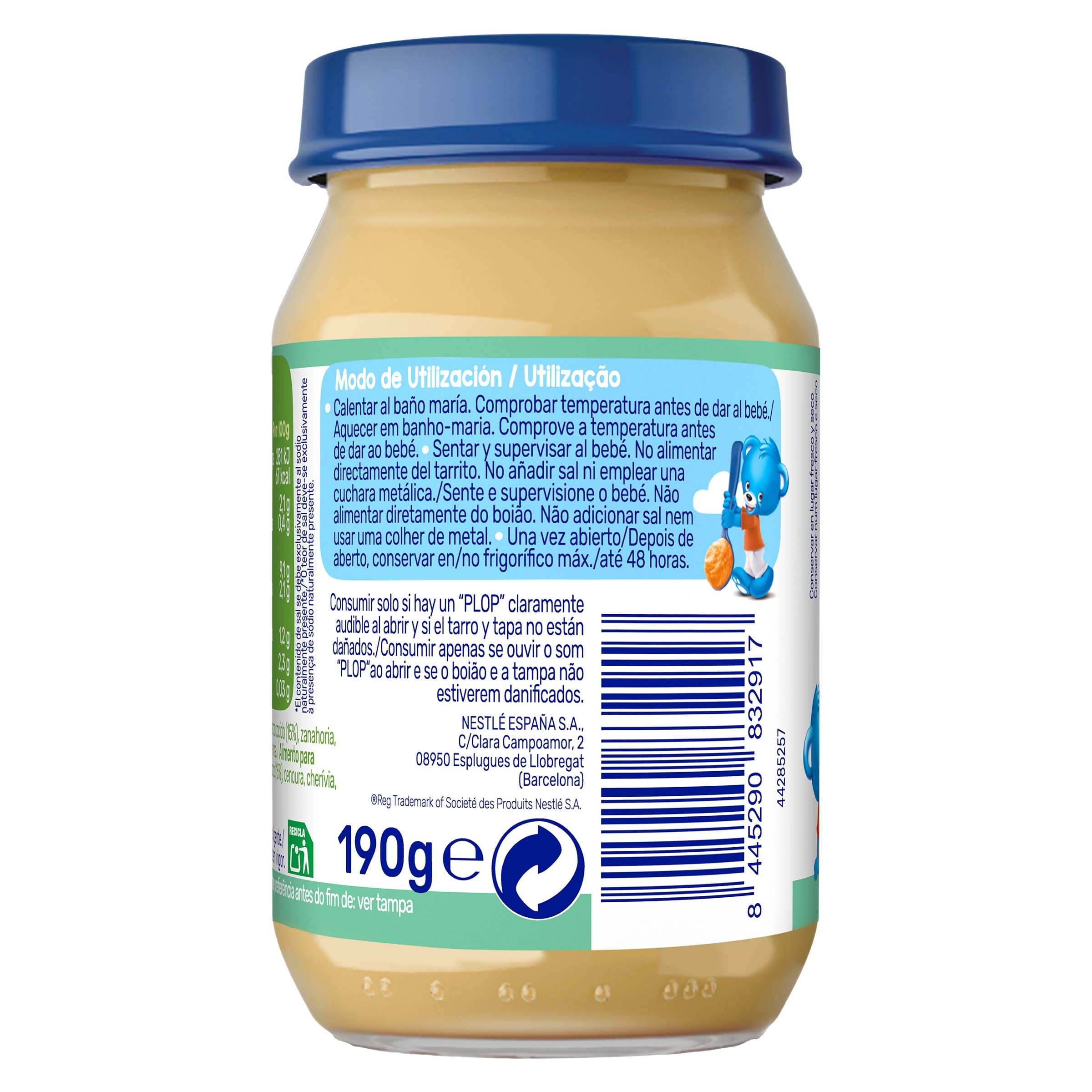 Puré de arroz blanco con pollo Nestlé 190 g