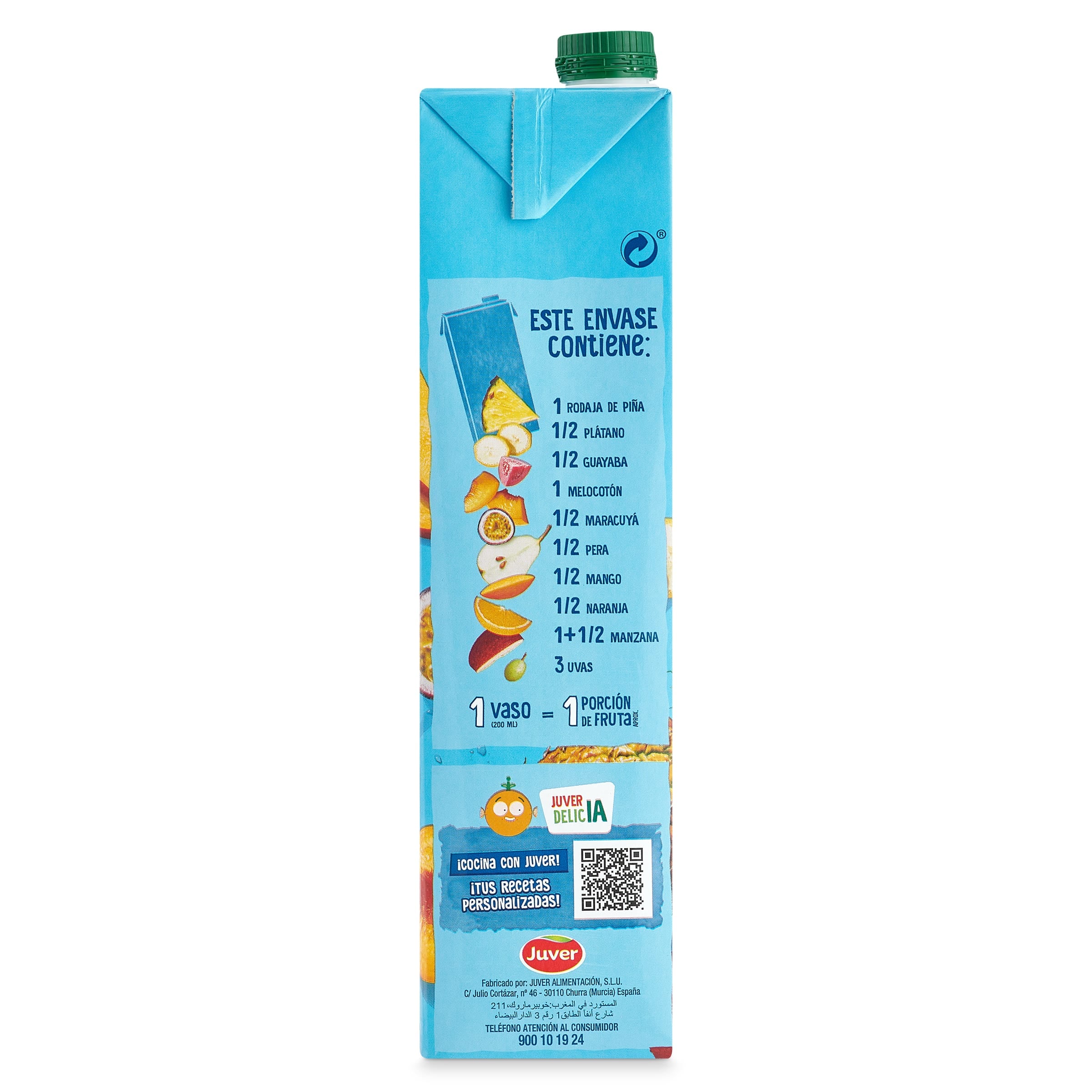 Bebida de zumo multifrutas sin azúcares añadidos Juver Disfruta 1.5 L