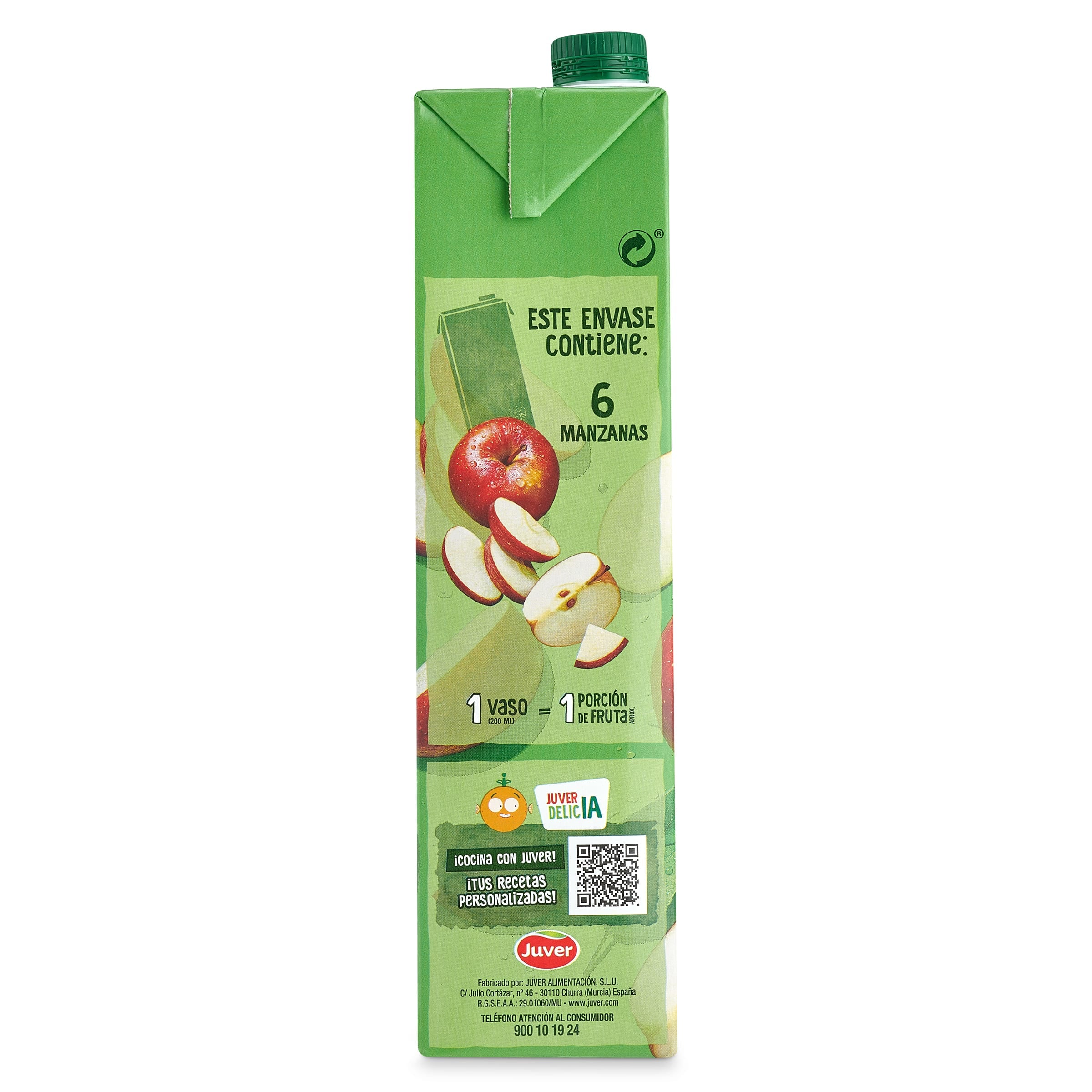 Bebida de zumo de manzana sin azúcares añadidos Juver Disfruta 1.5 L