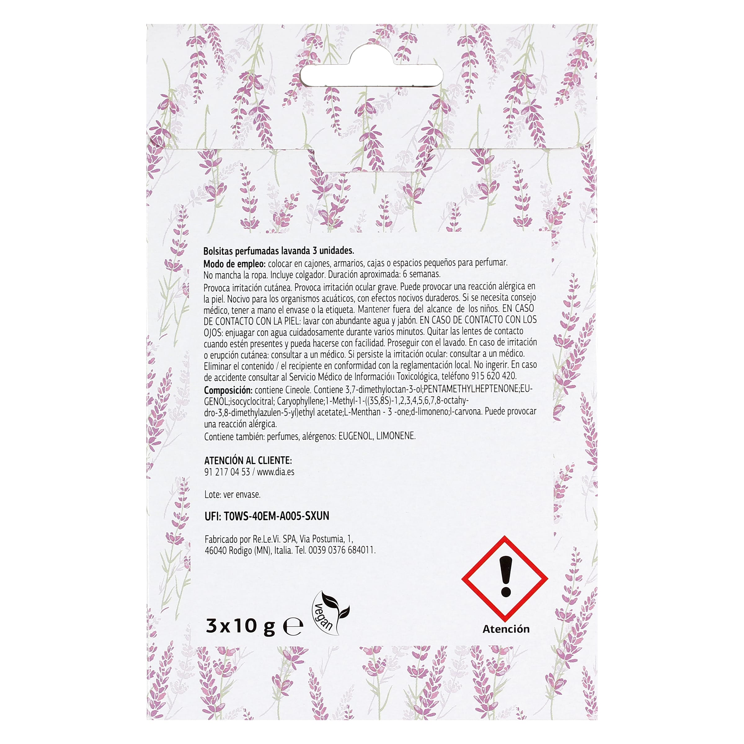Bolsitas perfumadas lavanda y eucalipto Dia Imaqe 3 unidades