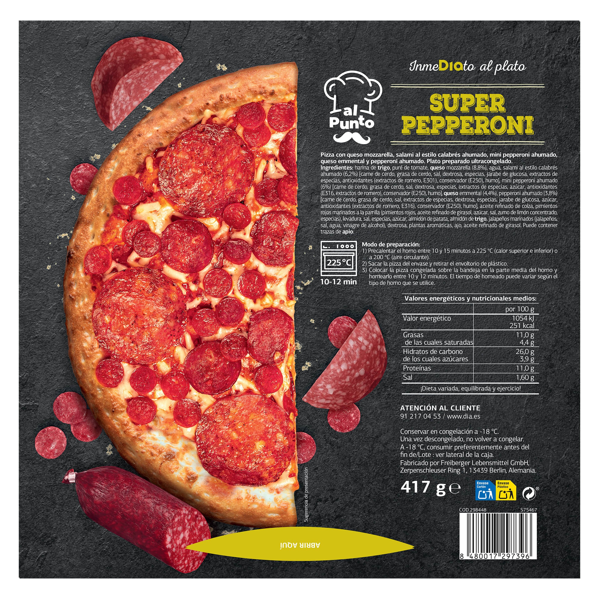 Pizza super pepperoni Dia Al Punto 417 g