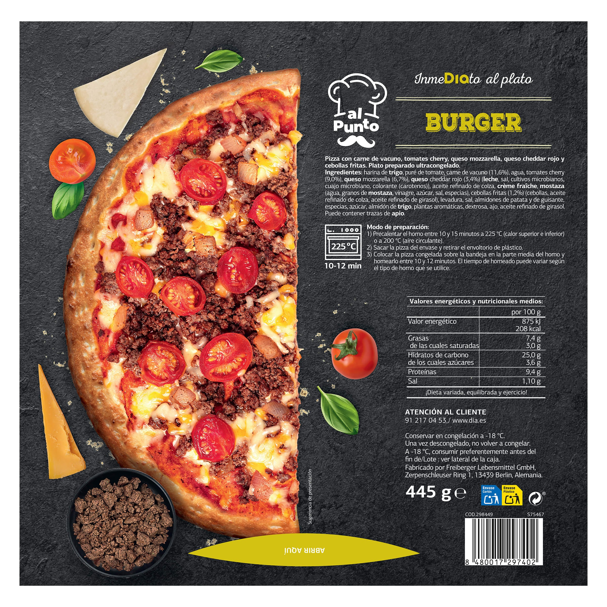 Pizza burger Dia Al Punto 445 g