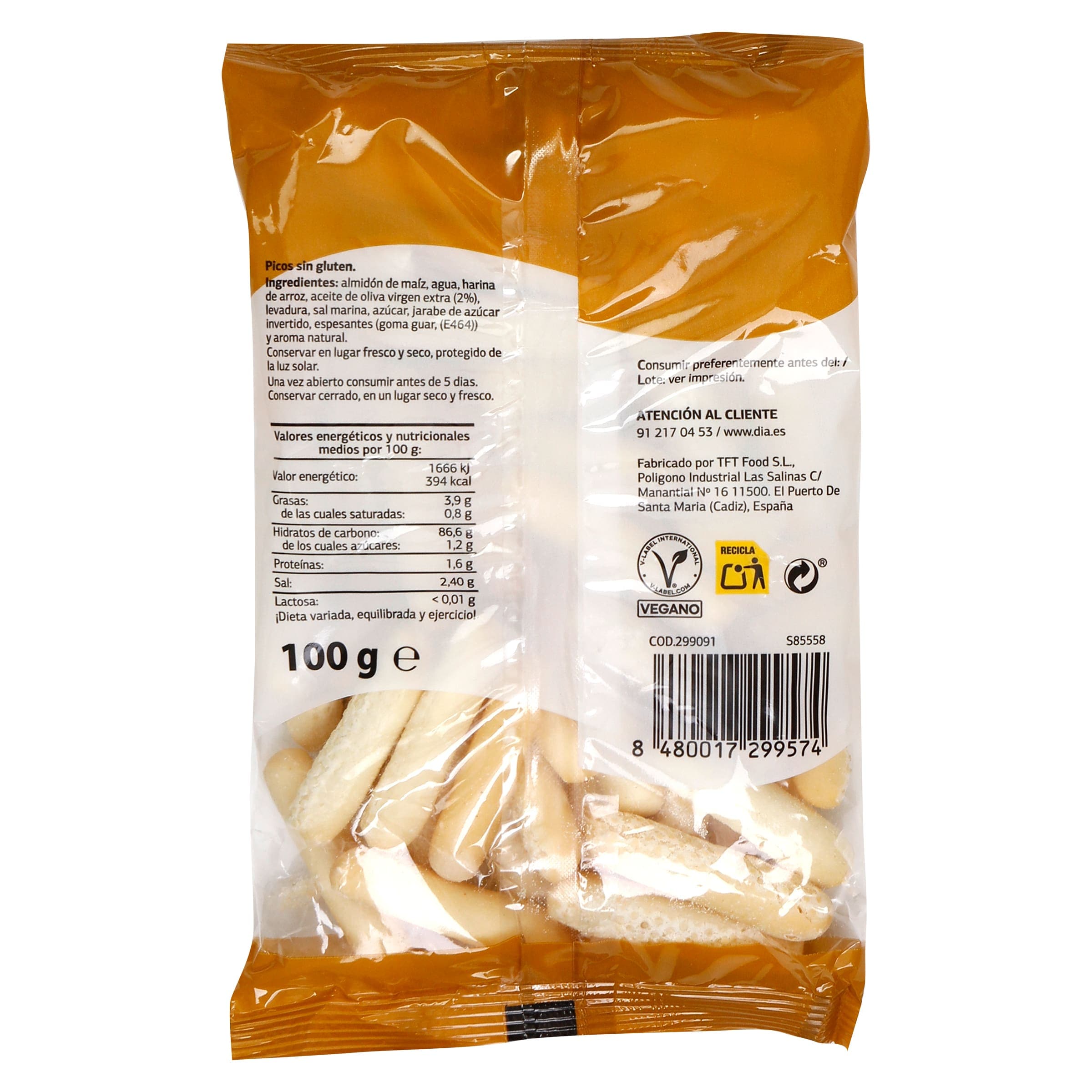 Picos de pan sin gluten El Molino de Dia 100 g