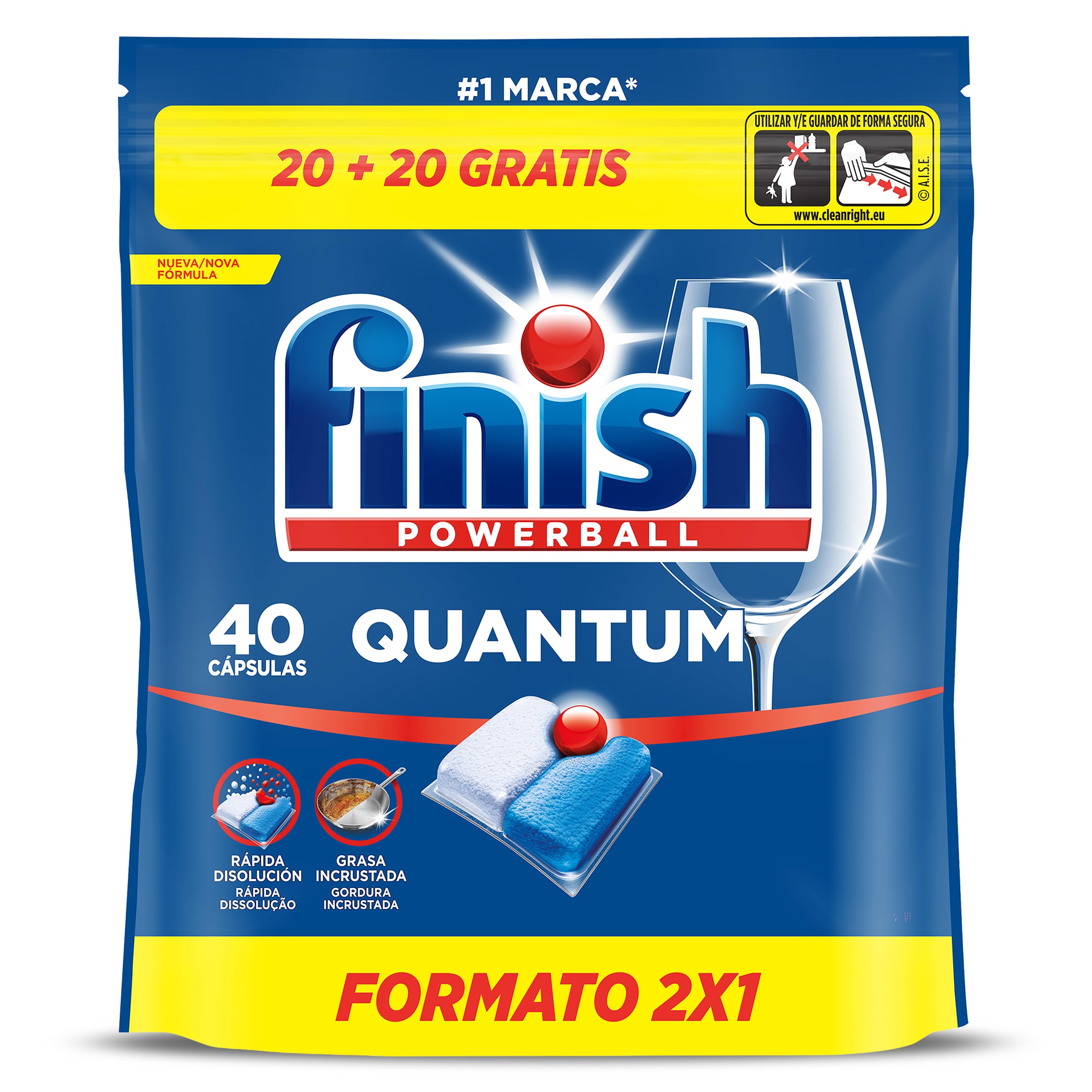 Pastillas lavavajillas quantum Finish 40 unidades