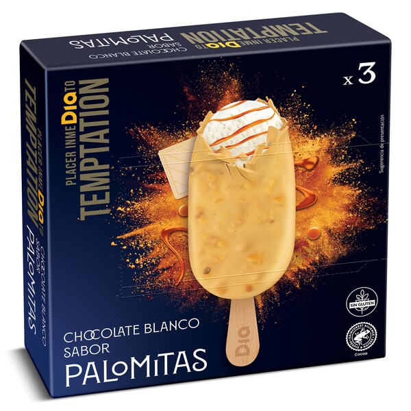 Bombón Chocolate Blanco Con Palomitas Temptation Pack 3 X 64,5 Gr.