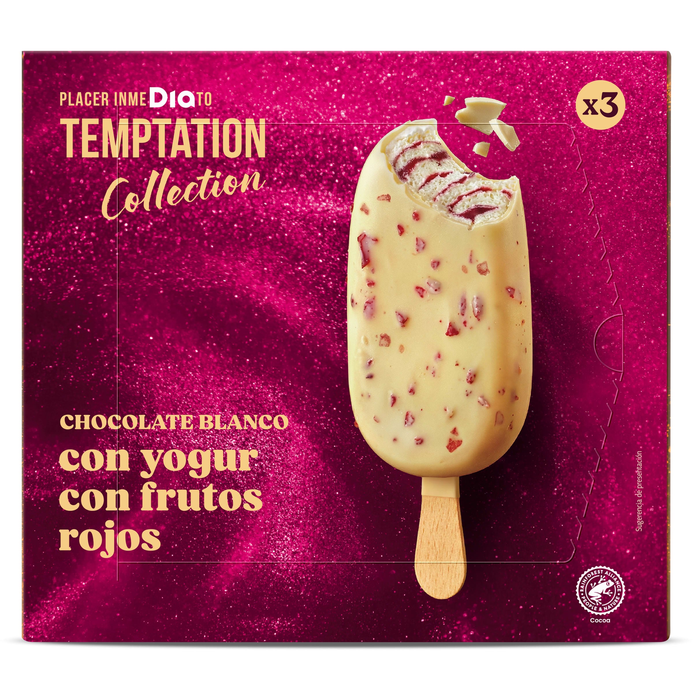 Helado bombón yogur y frutos rojos Dia Temptation 3 x 66 g