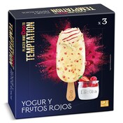 Helado bombón chocolate blanco con yogur y frambuesa 3 unidades Temptation de Dia estuche 276 g