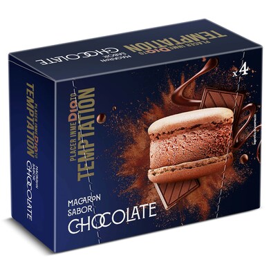Helado macarrón de chocolate 4 unidades Temptation de Dia estuche 168 g-0 Helado macarrón de chocolate 4 unidades Temptation de Dia estuche 168 g-0