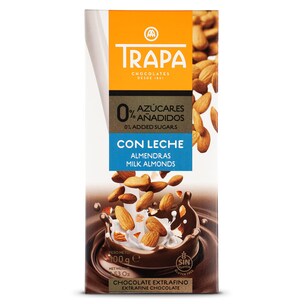 chocolate con leche y almendras 0 azucares anadidos 100 g