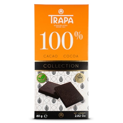 Chocolate negro 100% cacao Trapa 80 g-0