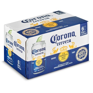 Cerveza rubia mexicana Corona lata 6 x 33 cl-0