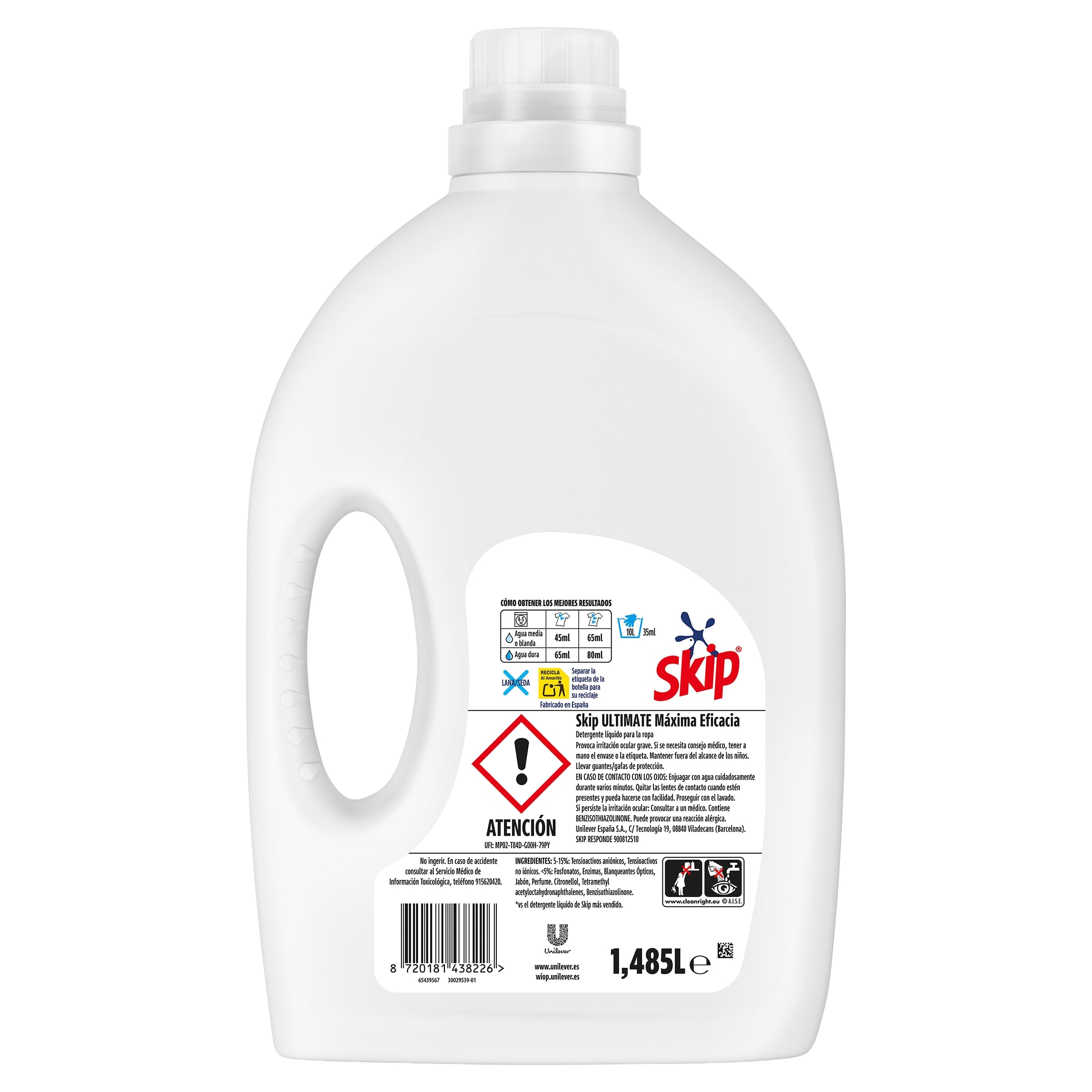Detergente máquina líquido máxima eficacia Skip 33 lavados