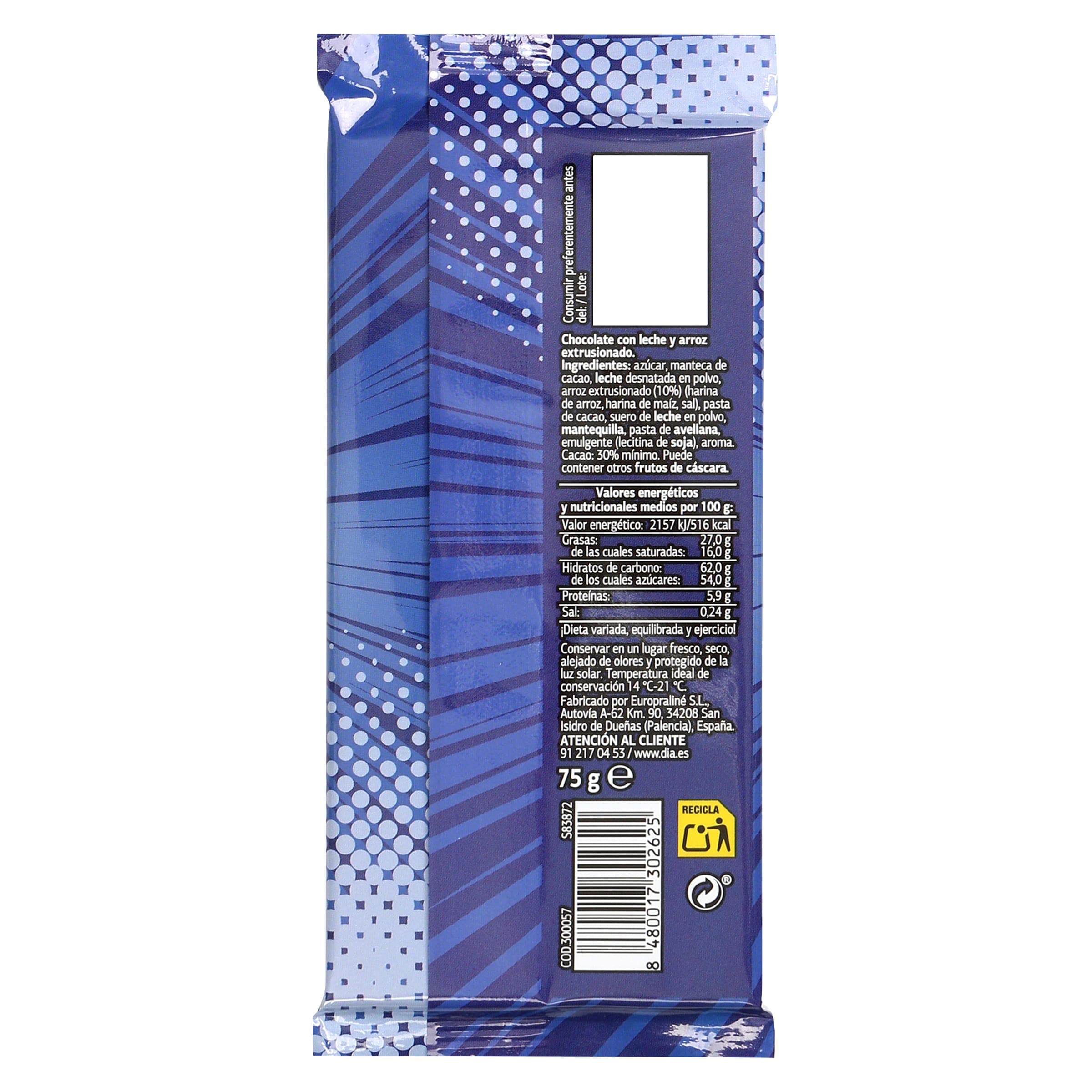 Chocolate con leche crujiente Dia Temptation 75 g