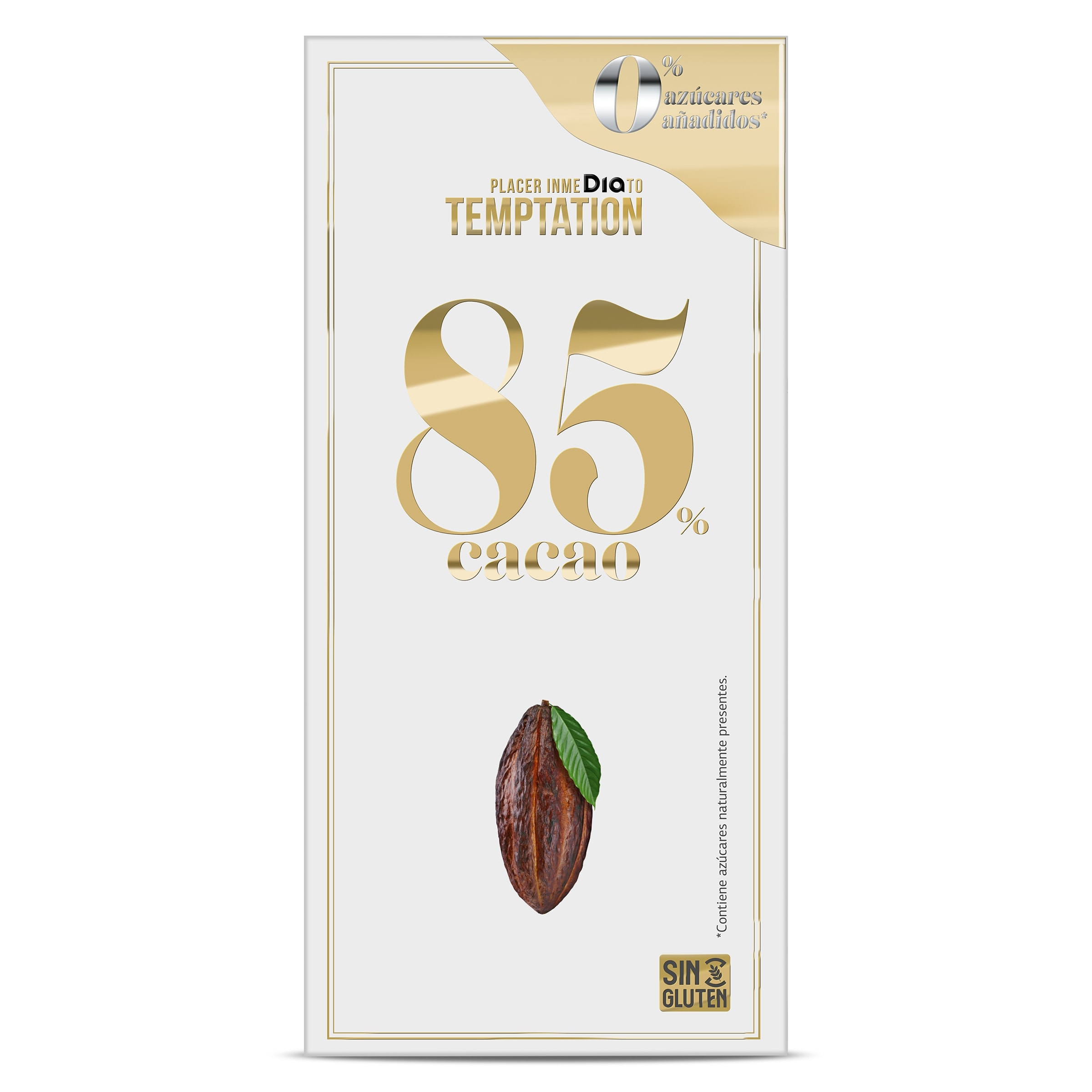 Chocolate negro 85% cacao sin azúcares añadidos Dia Temptation 100 g