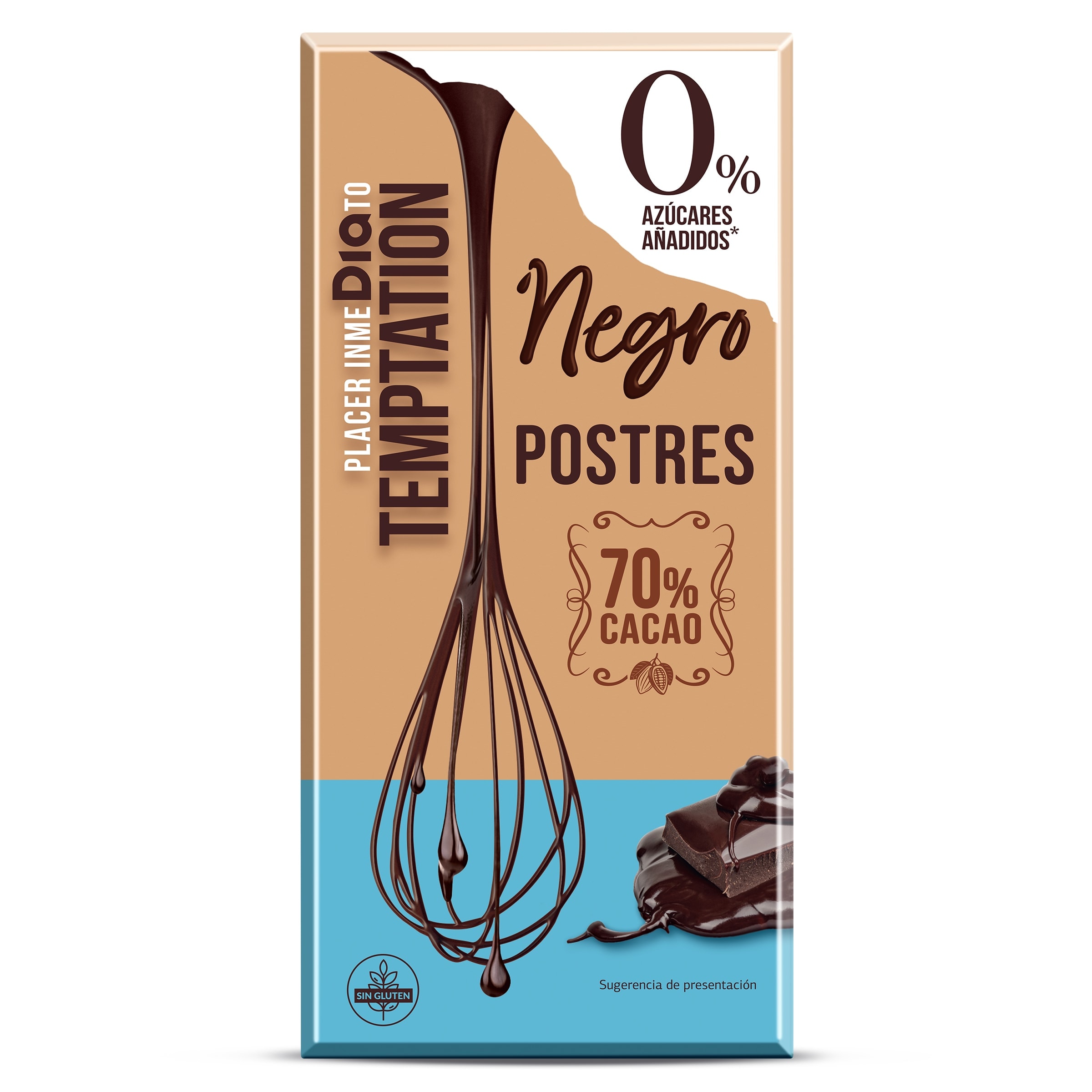 Chocolate negro para postres sin azúcares añadidos Dia Temptation 200 g
