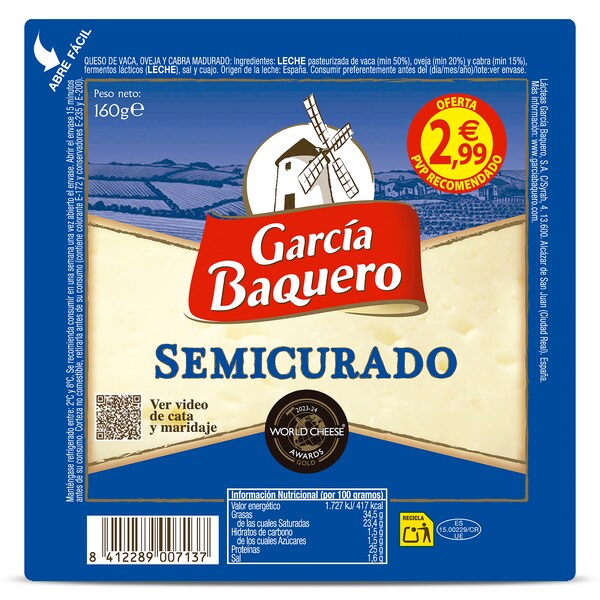 Queso Semicurado García Baquero 180 Gr.