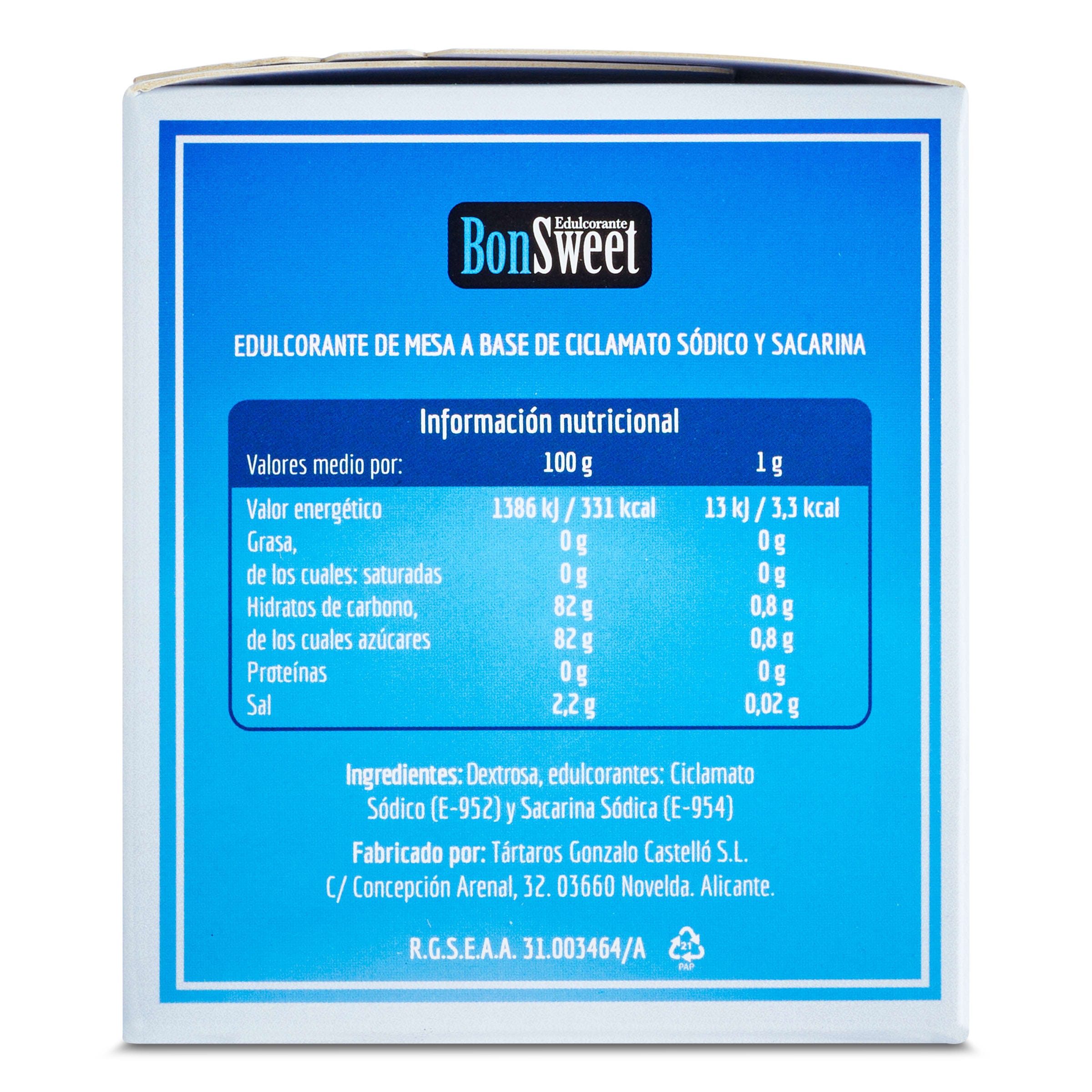 Edulcorante en sobres Bonsweet 102 unidades