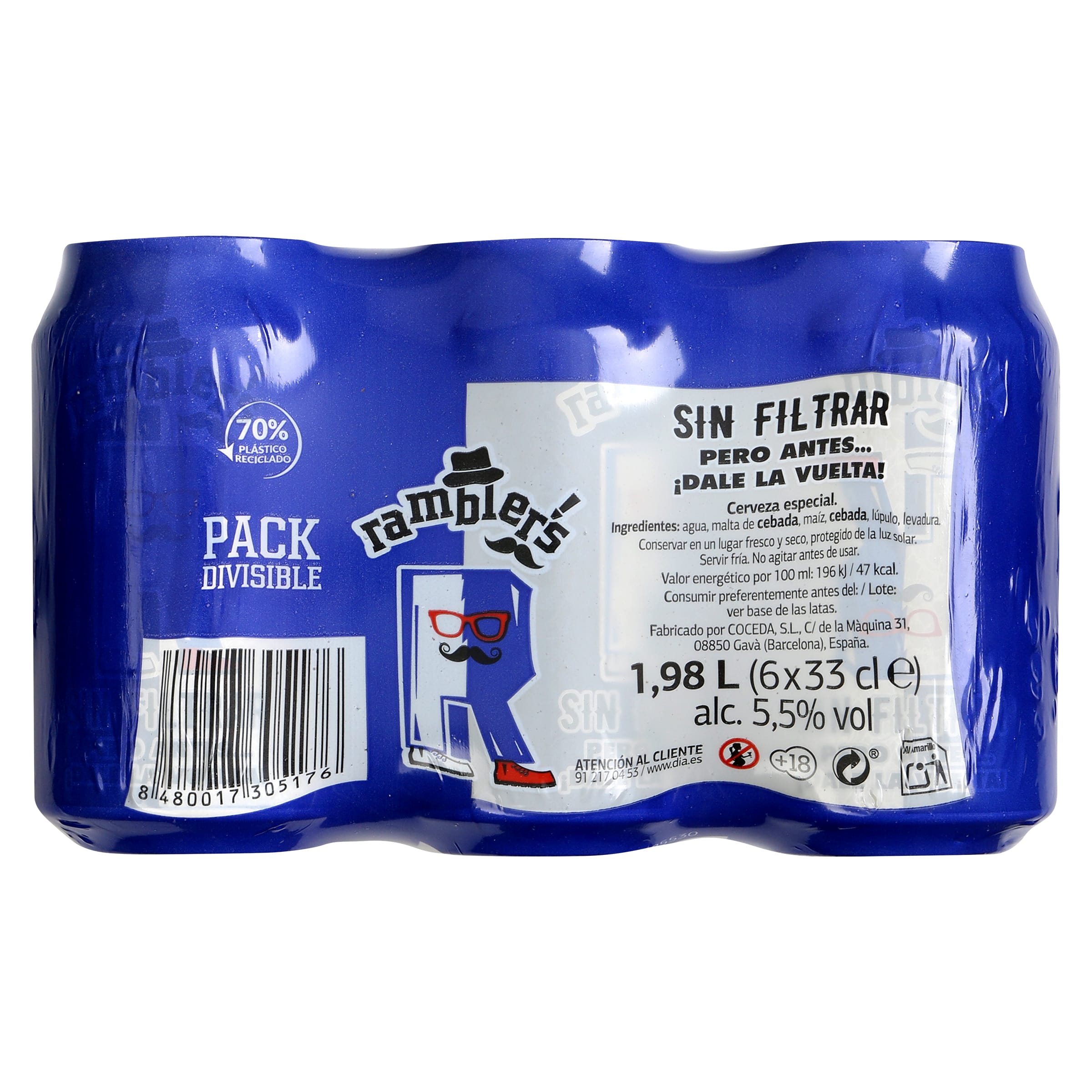 Cerveza sin filtrar Dia Ramblers pack 6 x 33 cl