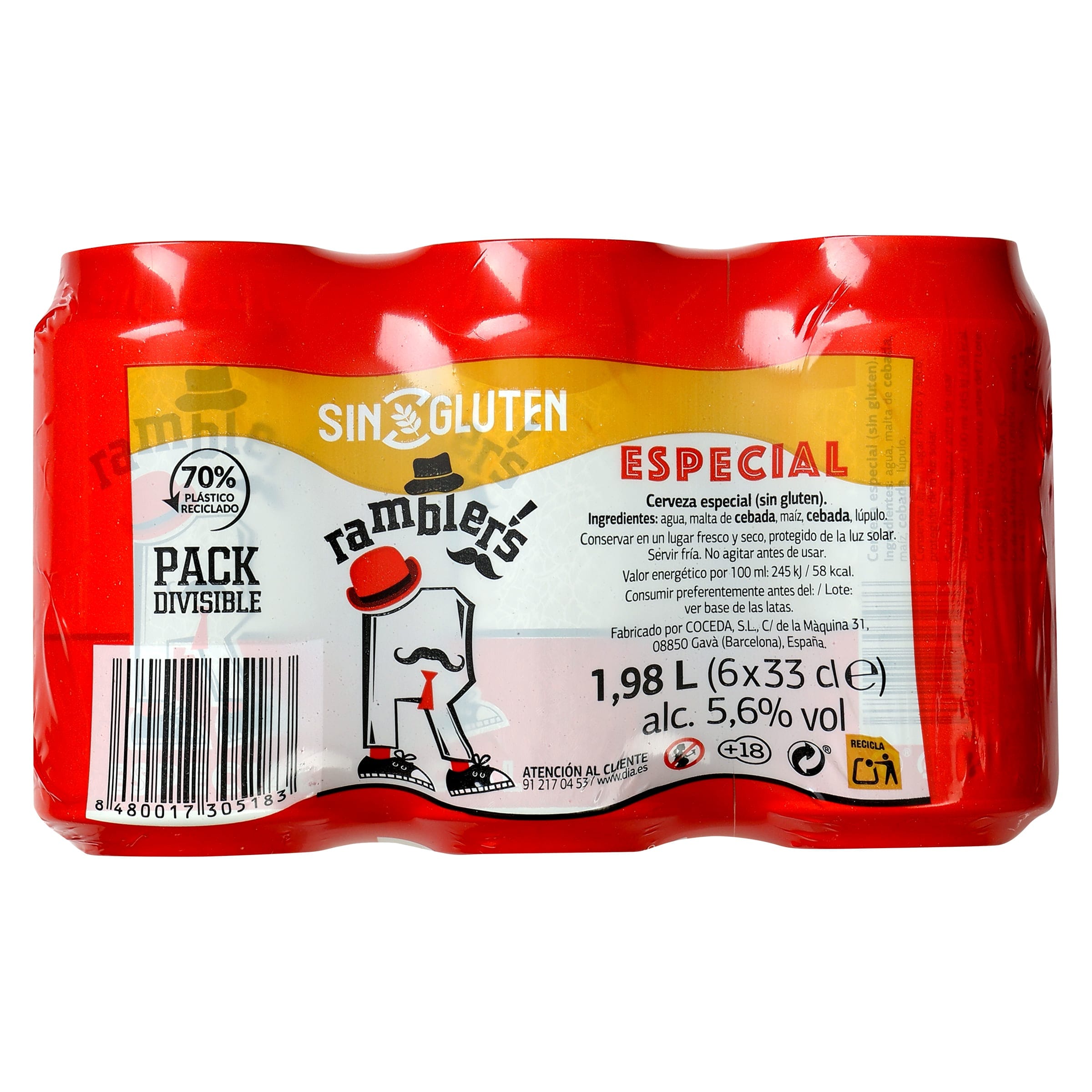 Cerveza sin gluten Dia Ramblers pack 6 x 33 cl