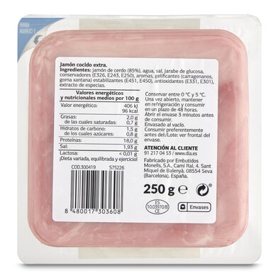 Jamón cocido extra Nuestra Alacena de Dia sobre 250 g-1 Jamón cocido extra Nuestra Alacena de Dia sobre 250 g-1