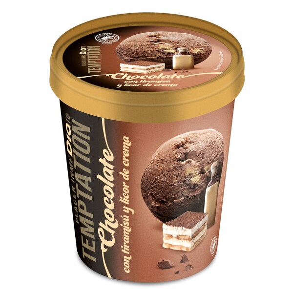 Helado De Chocolate Con Tiramisú Y Licor De Crema Temptation Tarrina 350 Gr.