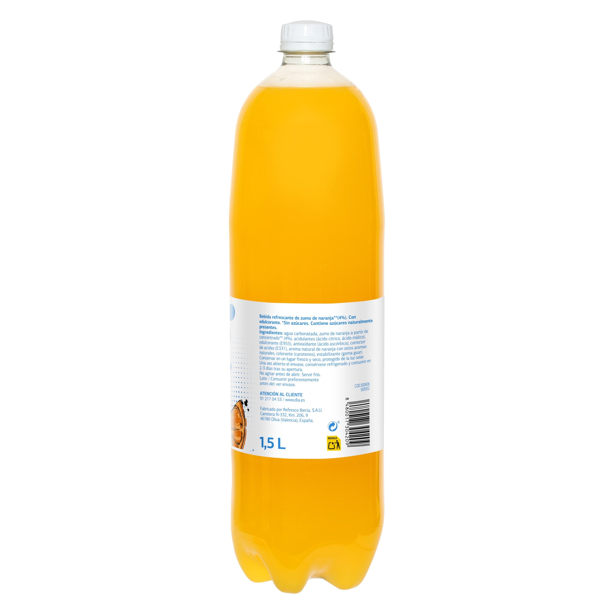 Refresco de naranja con gas zero Dia Upss 1.5 L