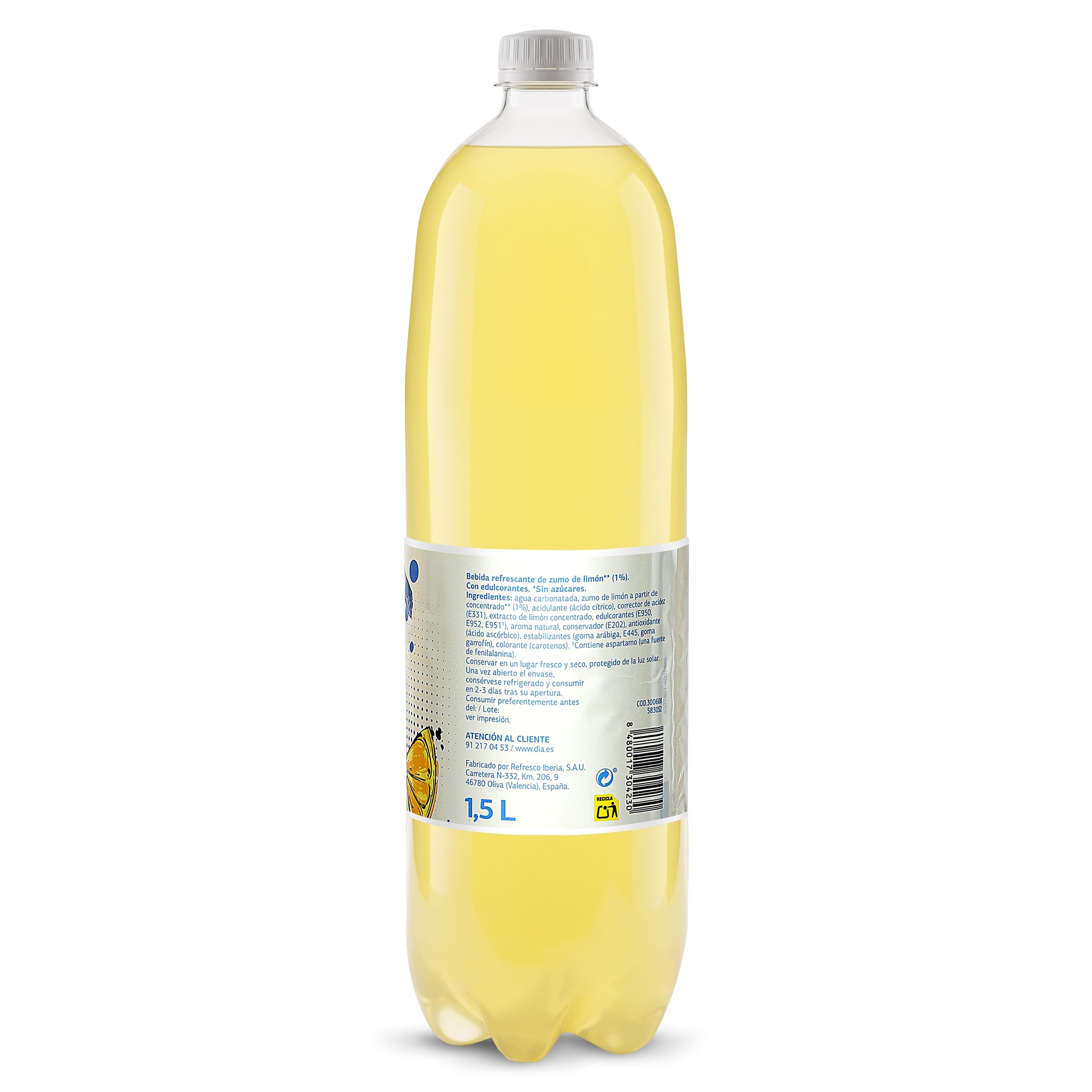 Refresco de limón con gas zero Dia Upss 1.5 L