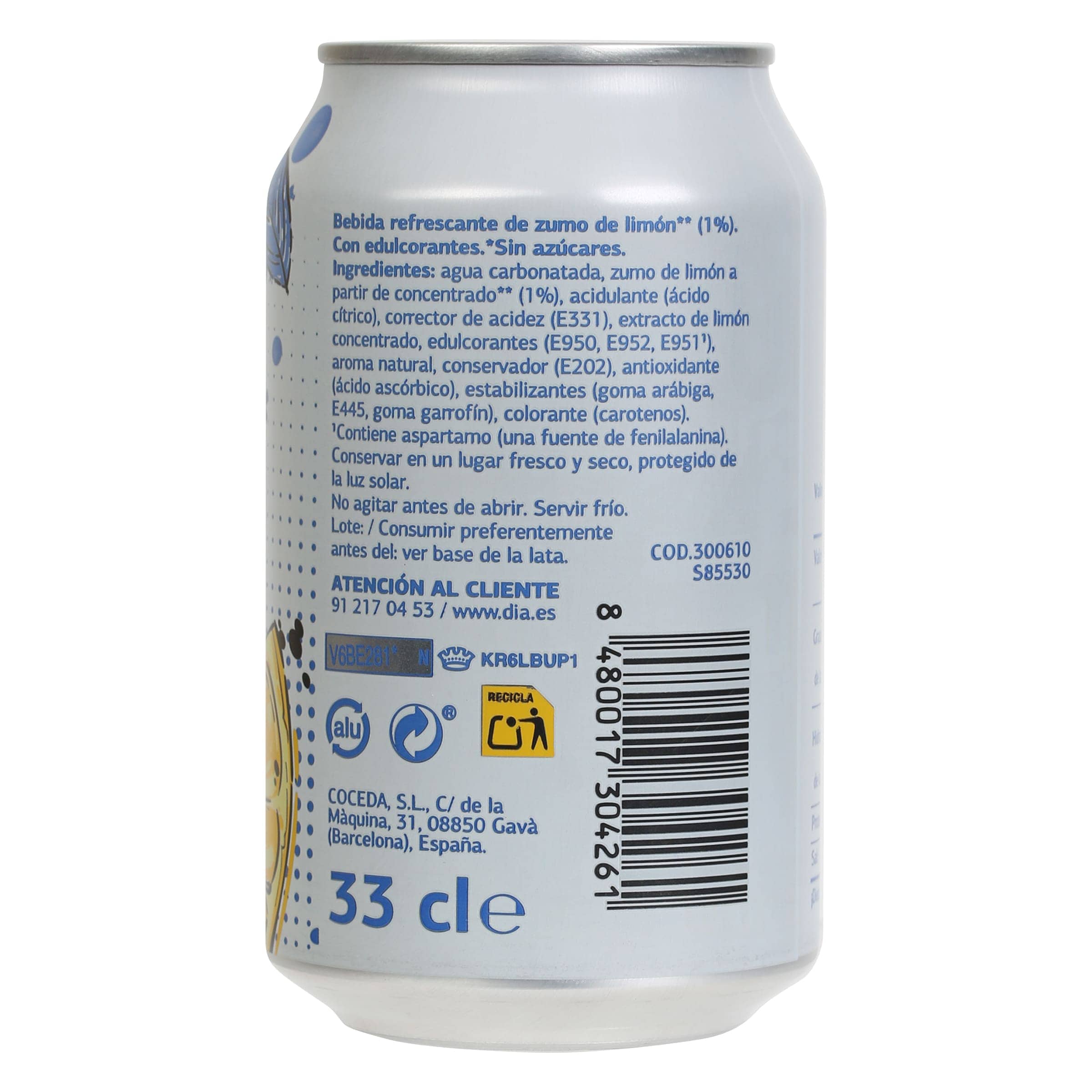 Refresco de limón zero Dia Upss 330 ml