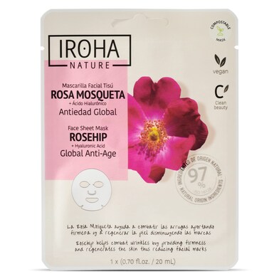 Mascarilla facial rosa mosqueta tissue Iroha sobre 1 unidad-0 Mascarilla facial rosa mosqueta tissue Iroha sobre 1 unidad-0