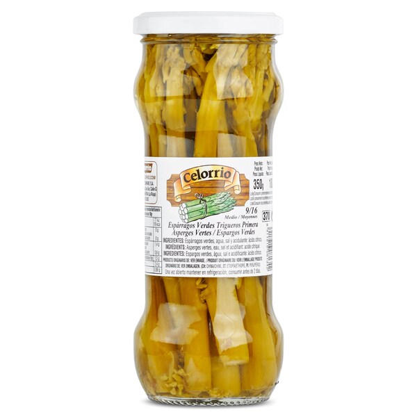 Espárragos Verdes Medios 9/16 Piezas Celorrio Frasco 180 Gr.