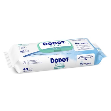 Toallitas para bebés aqua pure 0% plástico Dodot bolsa 48 unidades-0