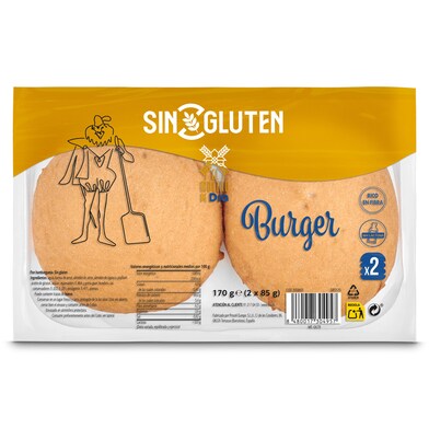 Pan de hamburguesa sin gluten El molino de Dia bolsa 170 g-0 Pan de hamburguesa sin gluten El molino de Dia bolsa 170 g-0
