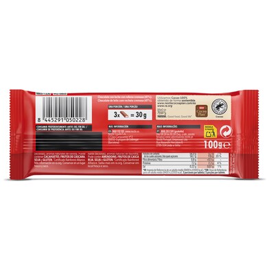 Chocolate con leche con relleno cremoso Nestlé Extrafino 100 g-1 Chocolate con leche con relleno cremoso Nestlé Extrafino 100 g-1